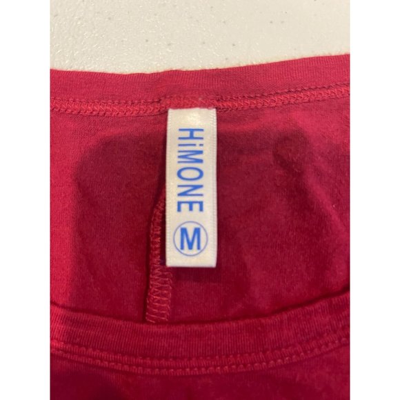 HIM ONE Womens Shift Mini Dress Long Sleeve Round Neck Maroon Size Medium - Picture 6 of 8